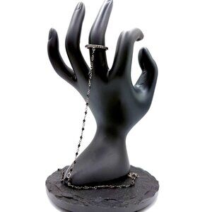 Versani Women's Black Diamond & Sterling Silver Ring & Bracelet/Hand Chain